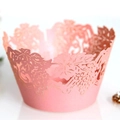 Moldes de papel rosa cortados por láser con diseño de vid para decorar pasteles - Rosa