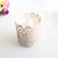 Laser cut hollow paper lampshade with crown pattern for white LED candle light - Silver