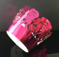Magenta metallic rose laser cut cupcake wrappers for wedding party decoration - Reflective Rose Red