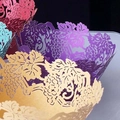 Lace laser cut cupcake wrappers with grape patterns in multiple vibrant colors - 5cm / Dark Purple