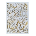 Housse d'invitation de mariage découpée au laser avec motifs de roses sur fond doré chic - Blanc