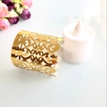 Golden laser-cut candle shade wrap with elegant vine pattern for LED tea lights - Reflective Gold