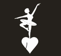 Elegant ballerina silhouette on a heart-shaped wine glass card for wedding table decor - White