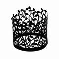Paralume in carta traforata con motivo a foglie per candele LED decorazione festa - Nero Cachi
