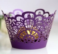 Deep purple laser-cut cupcake wrappers with elegant lace design for party decor - 5cm / Dark Purple