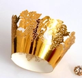 Envoltorio de cupcake dorado cortado con láser y diseño de vid para decoración - Oro Reflectante