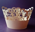 Intricate laser-cut flower lace cupcake wrapper for elegant wedding dessert decoration - Champagne