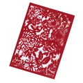 Dettaglio di rose tagliate al laser su partecipazioni di nozze di colore rosso scuro - Rosso Perlato