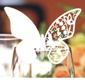 Tarjetas de lugar mariposa 3D con calado láser floral para decoración de copas de boda - Blanco