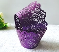 Dark purple laser cut cupcake wrappers with intricate vine pattern for party decoration - Dark Purple