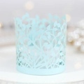 Involucro per cupcake in carta azzurra tagliata al laser con motivi a foglia eleganti - Blu Chiaro