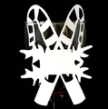 Tarjetas de lugar navideñas cortadas con láser para decoración de copas de vino - Blanco