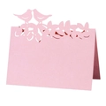 Pink laser-cut table place cards with bird and tree of life hollow design for weddings - Pink