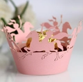 Rosa lasergeschnittene Cupcake-Förmchen mit Pferdedesign für europäische Geburtstage - Rosa