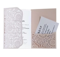 Invito matrimonio rosa pallido tagliato al laser con busta floreale e carta RSVP - Rosa Carne