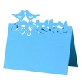 Blue laser cut tree of life place card with bird motifs for wedding table settings - Sky Blue