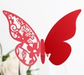 3D laser-cut butterfly place cards in bright red for wedding and party glass decoration - Pearlescent Red