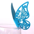 Vibrant blue laser-cut butterfly cup card with delicate floral hollow pattern - Sky Blue