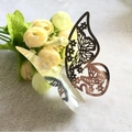 Golden mirror finish hollow 3D butterfly wall stickers with elegant cutout design - Reflective Silver