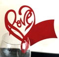 Tarjeta de lugar corazón rojo Love cortada con láser para decoración de copas - Rojo Perlado