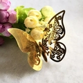 3D hollow gold butterfly wall sticker with elegant floral lace pattern and metallic finish - Reflective Gold