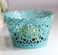 Dettagli taglio laser su pirottino per cupcake blu tiffany con cioccolato in carta dorata - 5*5*8CM / Blu Tiffany