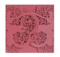 Exquisite dark red laser-cut wedding invitation featuring romantic couple silhouette - Dark Red
