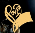 Elegante tarjeta de mesa Love dorada con forma de corazón para copas de vino - Amarillo Dorado