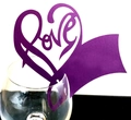 Tarjeta de copa de vino morada con forma de corazón y corte Love para fiestas - Púrpura profundo