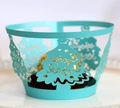 Laser cut Tiffany Blue paper cupcake liner with Christmas tree hollow design - 5*5*8CM / Teal Blue