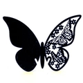 Black 3D butterfly wall sticker and hollow wine glass card with laser-cut floral details - Black