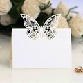 Elegant laser cut white butterfly place card made of premium pearlescent paper for wedding table - Ivory