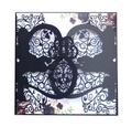 Elegant laser-cut black wedding invitation featuring a romantic couple silhouette and vines - Black Khaki