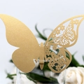 Elegant gold laser-cut butterfly place card for wedding glassware decorations - Beige Gold