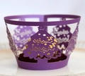 Laser cut purple Christmas tree cupcake wrappers with a golden chocolate inside - 5*5*8CM / Dark Purple
