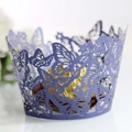Macro detail of laser-cut butterfly cupcake wrapper in elegant pearlescent purple paper - 5cm / Sapphire Blue