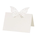 Elegant white laser-cut butterfly place card made of premium pearlescent paper for weddings - Ivory