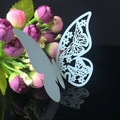 Pale blue hollow 3D butterfly place card with laser-cut floral wings for wedding decor - Light Blue