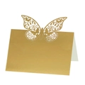 Detailed laser-cut gold butterfly place card with metallic texture for wedding tables - Reflective Gold