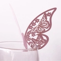 Pink 3D hollow butterfly paper card for wine glass edge wedding party decoration - Light Purple