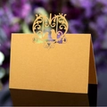Elegante segnaposto dorato tagliato al laser con uccelli e motivi floreali su carta - Oro