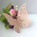 Pink laser-cut 3D butterfly wall sticker and hollow table card for wedding decorations - Champagne Gold