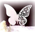 Élégantes cartes de place papillon 3D découpées au laser pour verres de mariage en blanc - Blanc