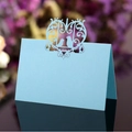 Light blue laser cut butterfly place card with romantic heart and bird hollow design - Tiffany Blue