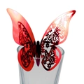 Vibrant red 3D hollow butterfly card for wine glass rim decoration at wedding parties - Reflective Bright Red