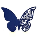 Blue 3D butterfly place card with intricate hollow floral laser-cut patterns on one side - Magic Blue