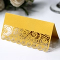 Elegant laser cut golden place card with lace hollow pattern for wedding table decor - Gold
