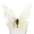 Elegant cream white laser-cut butterfly place card for glass rim decoration - Ivory