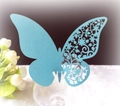 Laser-cut butterfly place cards in sky blue for wedding wine glass decoration - Tiffany Blue