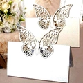 Laser-cut butterfly place cards in white premium paper for wedding table decor - White